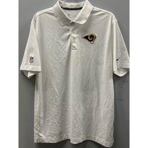 Nike Dri-Fit On Field LA Rams Polo Shirt Mens Large White NFL Sport Golf Casual